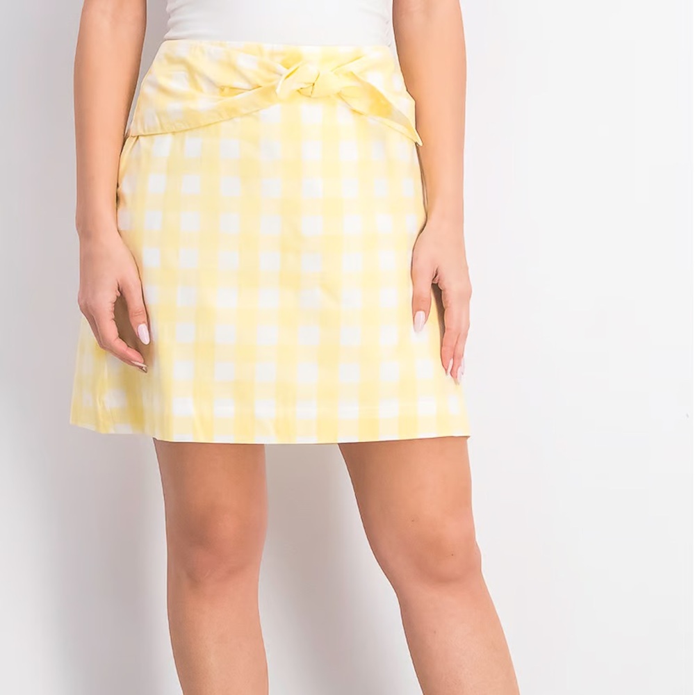 Mango Mini Skirt gingham yellow